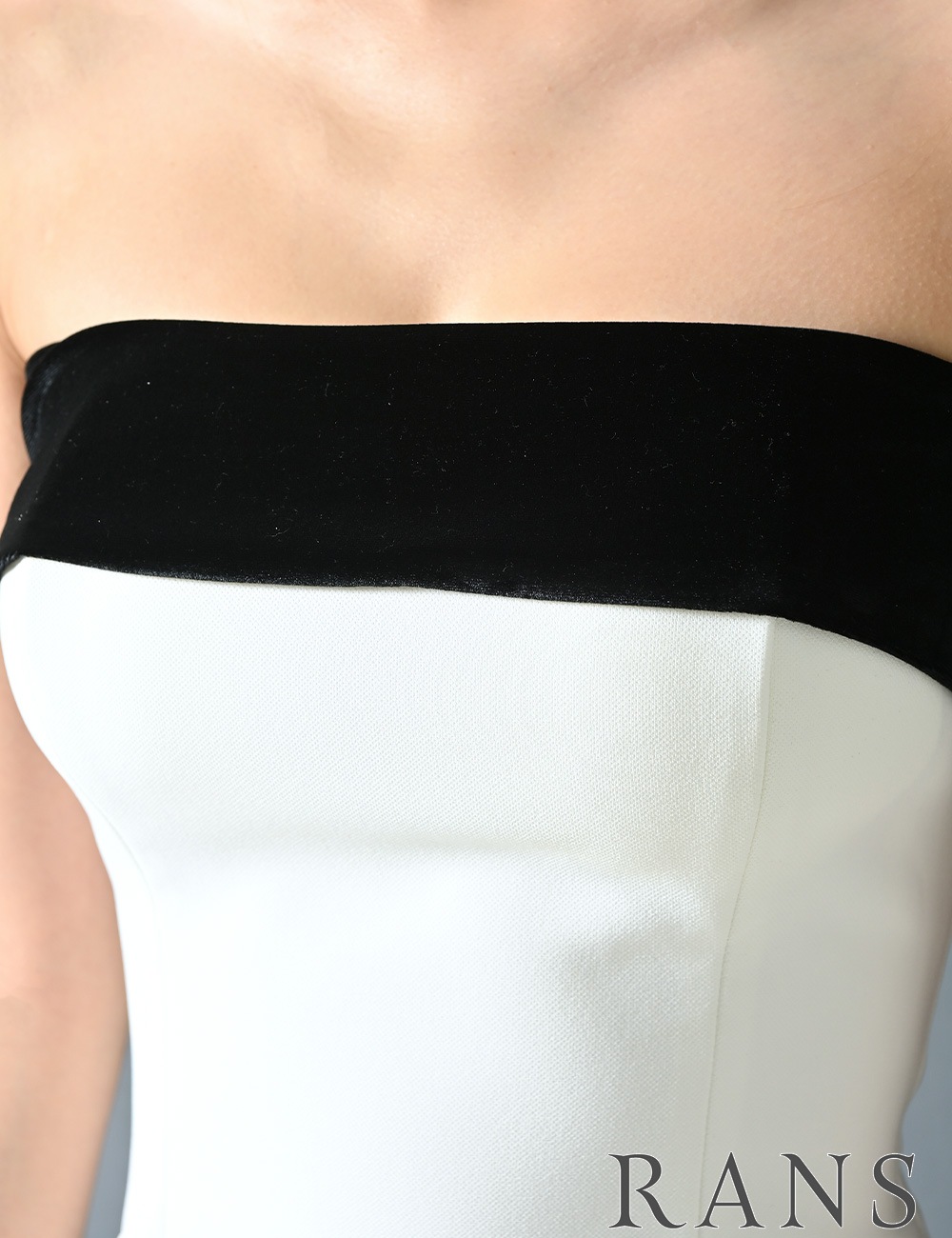 [即納][instock]【RANS】ロング/ドレス/ワンピース/ホワイト/ベア/タイト/フレア/ベロア