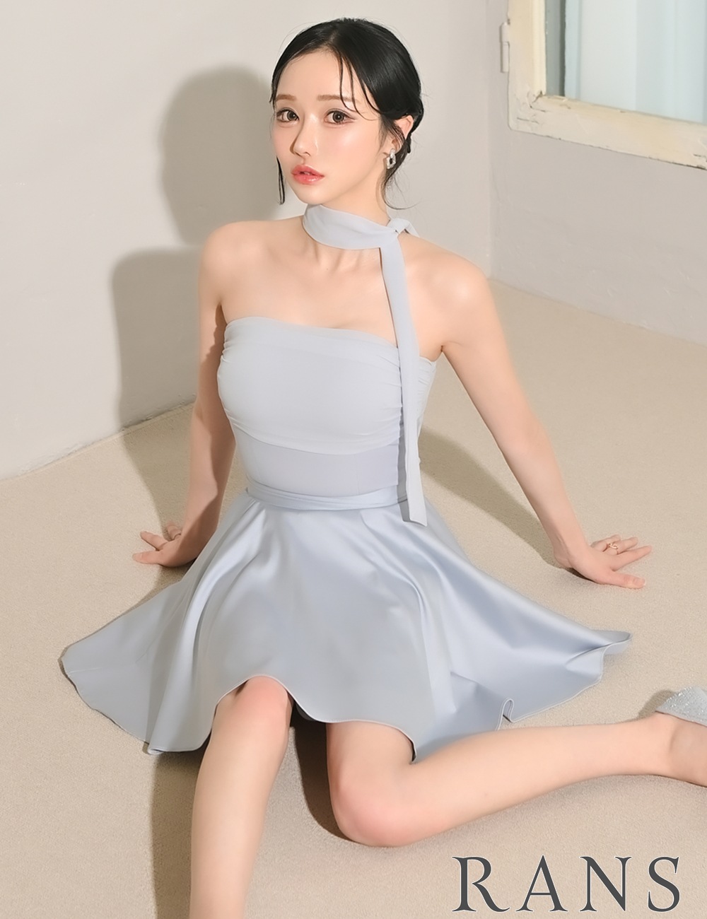 美品 RANS ミニドレス 即納][instock]【RANS】ミニ/ドレス/セットアップ/ホワイト/ベア