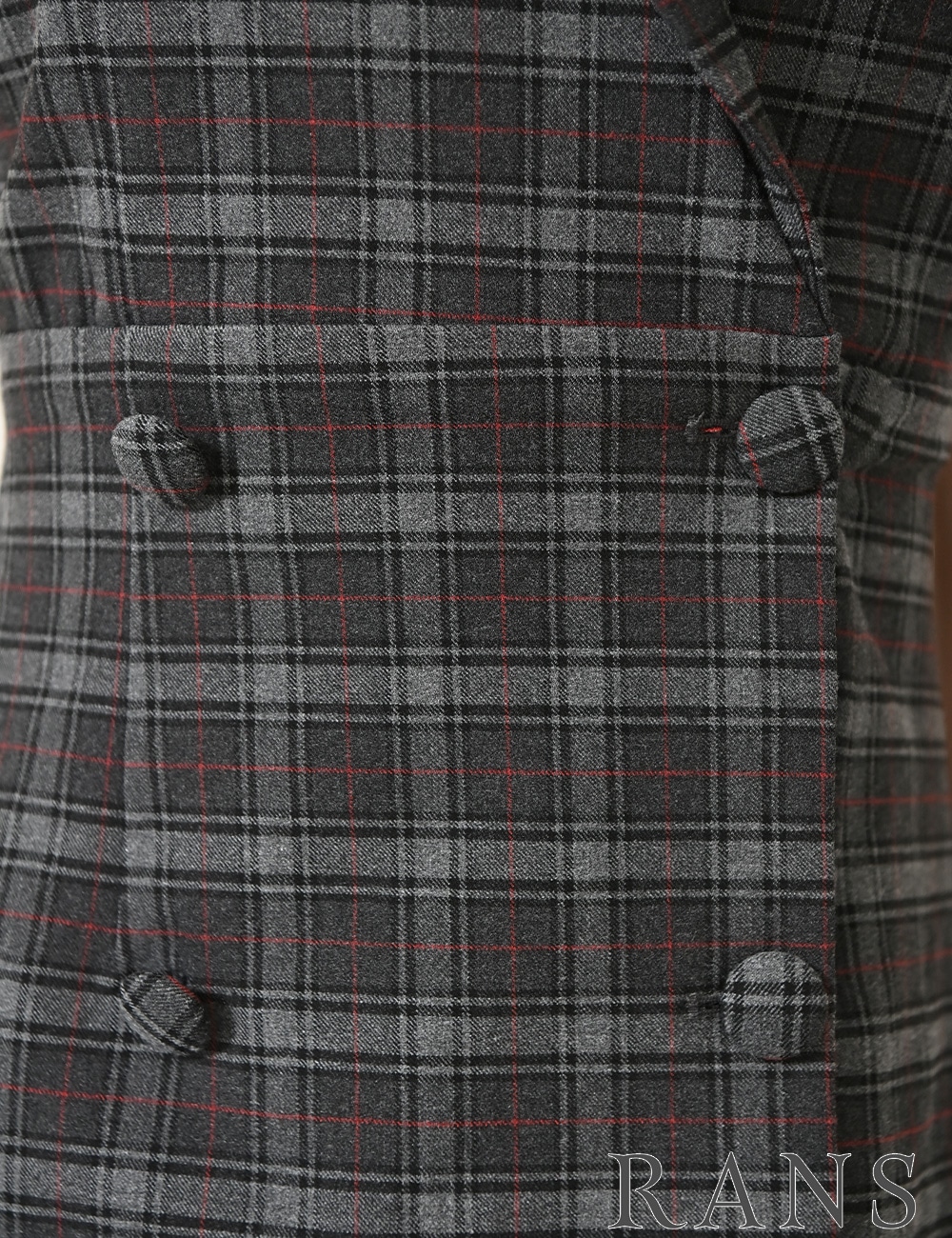 [即納][instock]【RANS】ミニ/ドレス/ワンピース/グレー/襟付き/フレア/リボン/柄/チェック