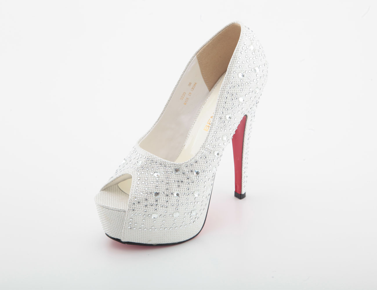 ビジューパンプス/ホワイト/14㎝