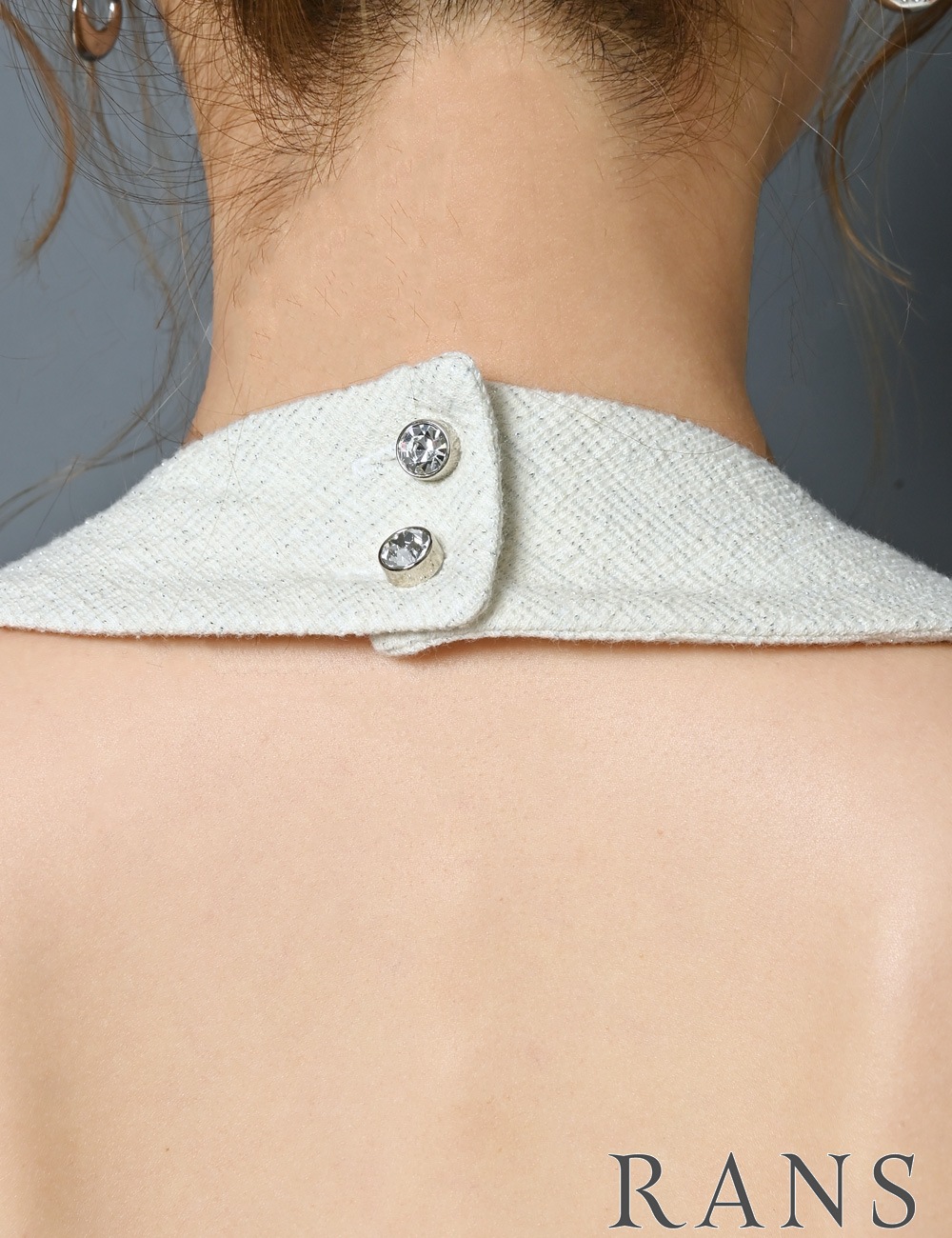 [即納][instock]【RANS】ミニ/ドレス/ワンピース/ホワイト/ホルターネック/バルーンスカート/コサージュ/リボン