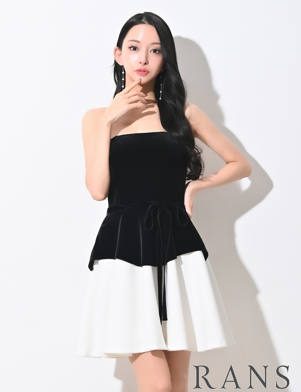 [即納][instock]【RANS】ミニ/ドレス/ワンピース/ベア/フレア/ブラック/ベロア