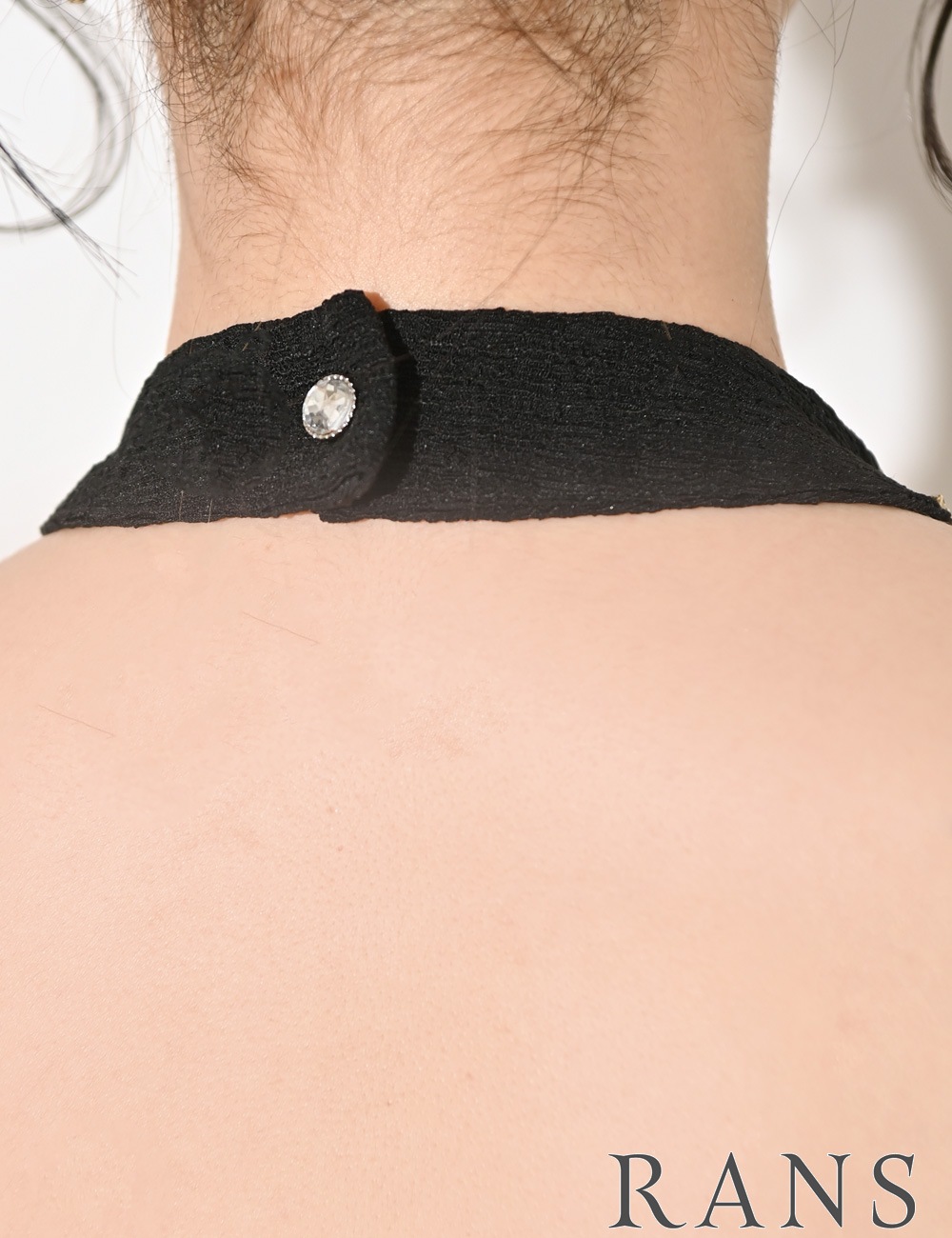 [即納][instock]【RANS】ミニ/ドレス/ワンピース/フレア/ブラック/ハイネック/リボン