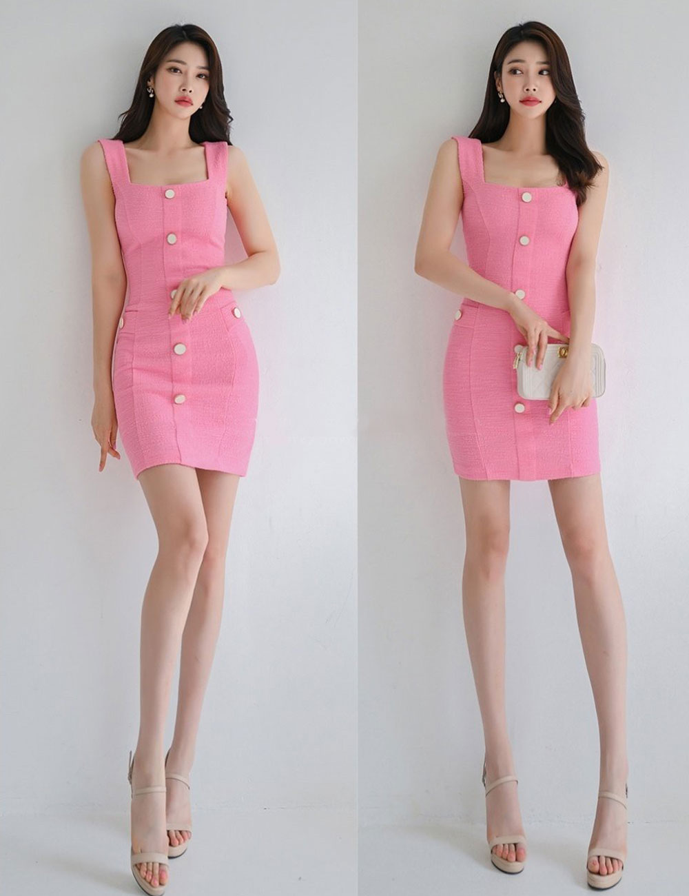 Aidmax ミニ ドレス タイト ワンピース ピンク S M 韓国 ドレス通販 Shape ミニドレス 公式通販 Aidmaxgirlsstyle