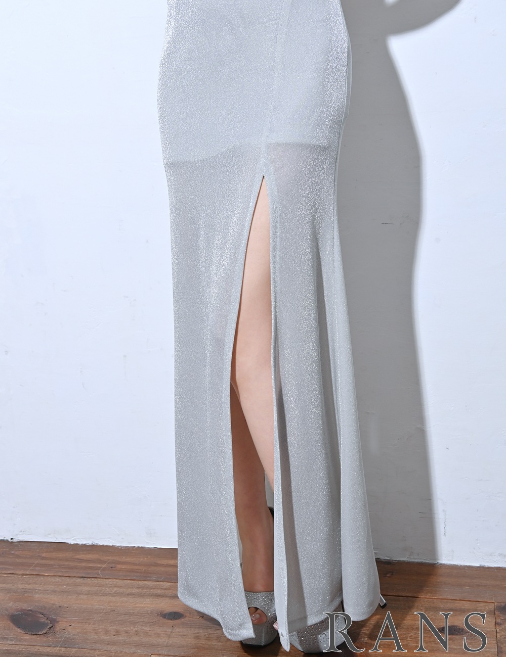 【RANS】ロング/ドレス/ワンピース/ホワイト/キャミ/前スリット