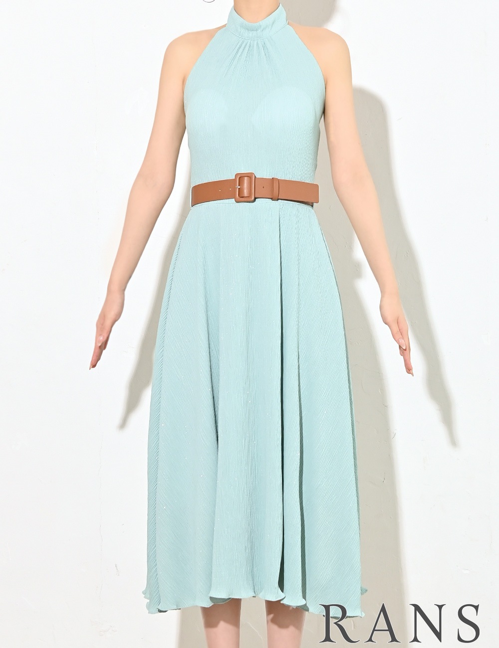 [即納][instock]【RANS】ロング/丈長/ドレス/ワンピース/フレア/ミント/ホルターネック