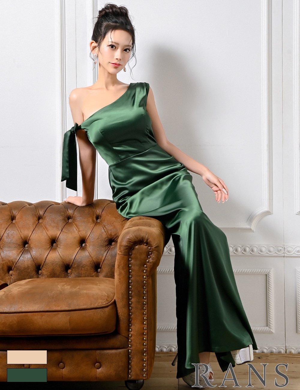 Mのみ即納][instock]【RANS】ロング/ドレス/ワンピース/グリーン