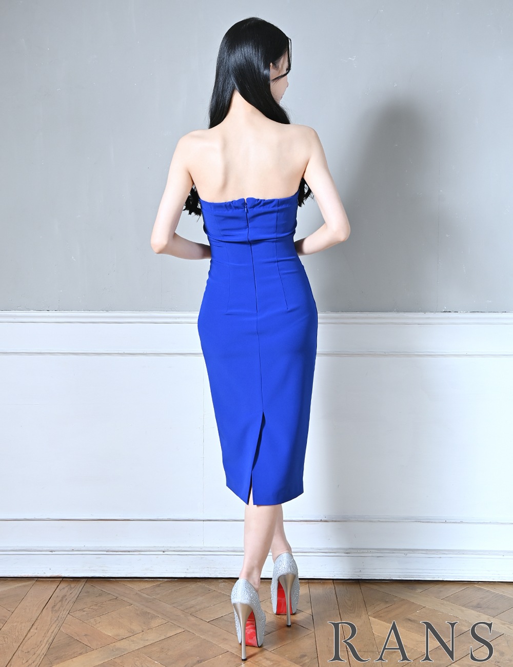 RANS】丈長/ドレス/ワンピース/ベア/タイト/ブルー/リボン | SHAPE,丈