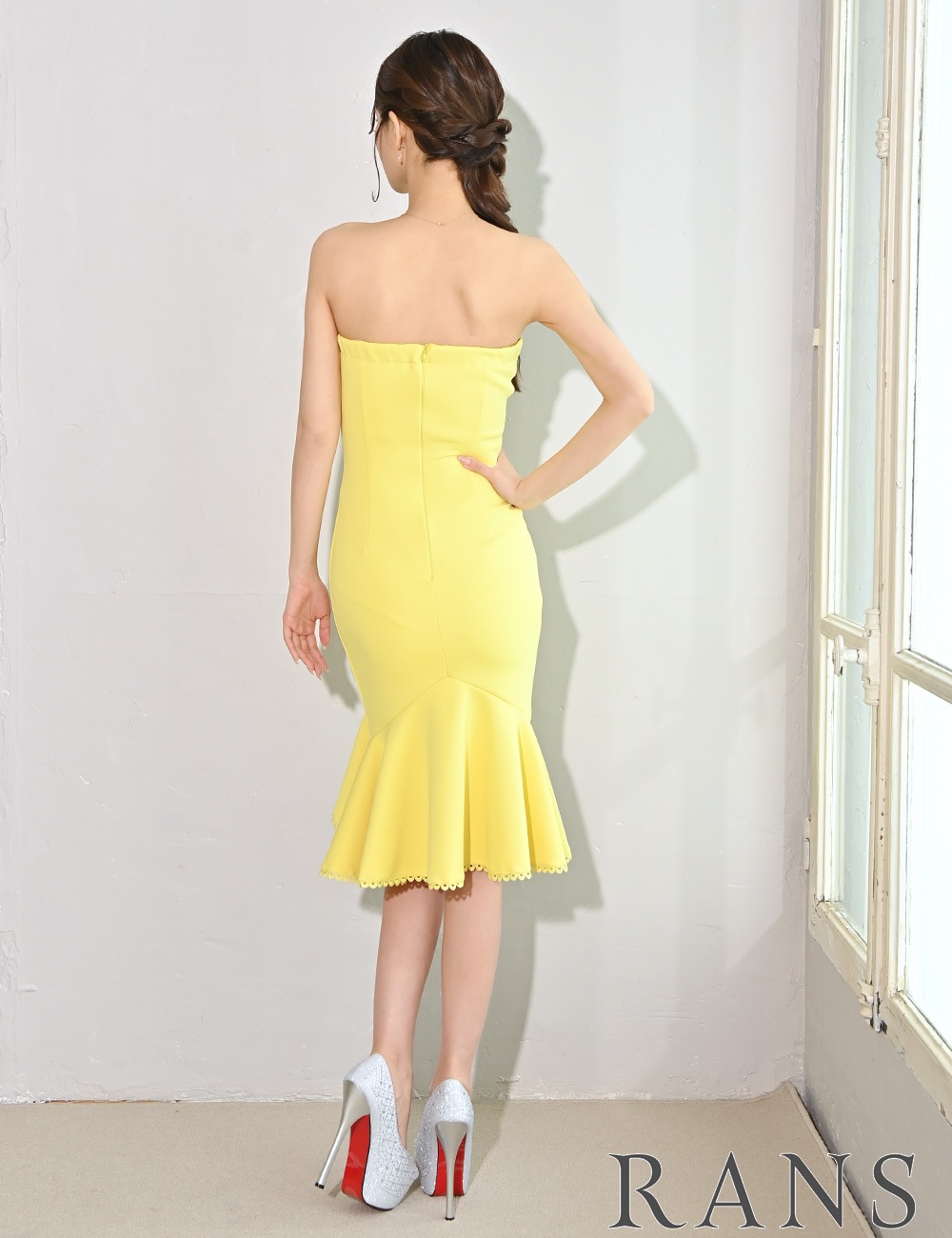 [即納][instock]【RANS】丈長/ドレス/ワンピース/ベア/マーメイド/イエロー/リボン