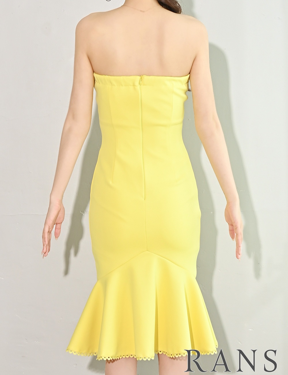 [即納][instock]【RANS】丈長/ドレス/ワンピース/ベア/マーメイド/イエロー/リボン