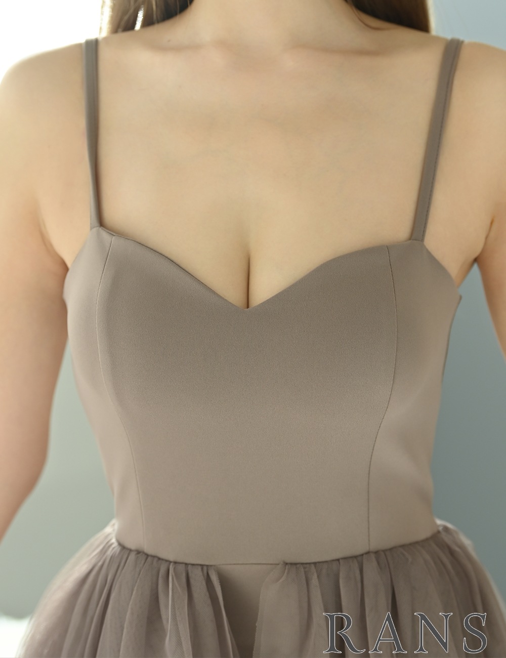 [即納][instock]【RANS】ロング/ミニ/ドレス/ワンピース/タイト/ベージュ/チュール