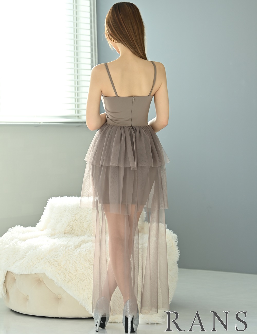 [即納][instock]【RANS】ロング/ミニ/ドレス/ワンピース/タイト/ベージュ/チュール