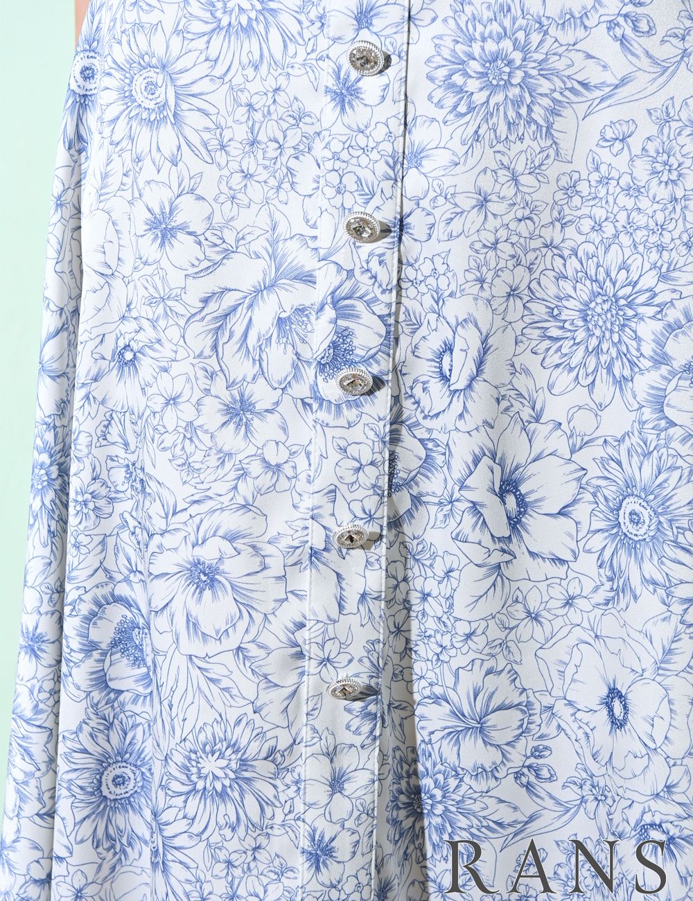 [即納][instock]【RANS】ロング/ドレス/セットアップ/フレア/ホワイト/ブルー/アメスリ