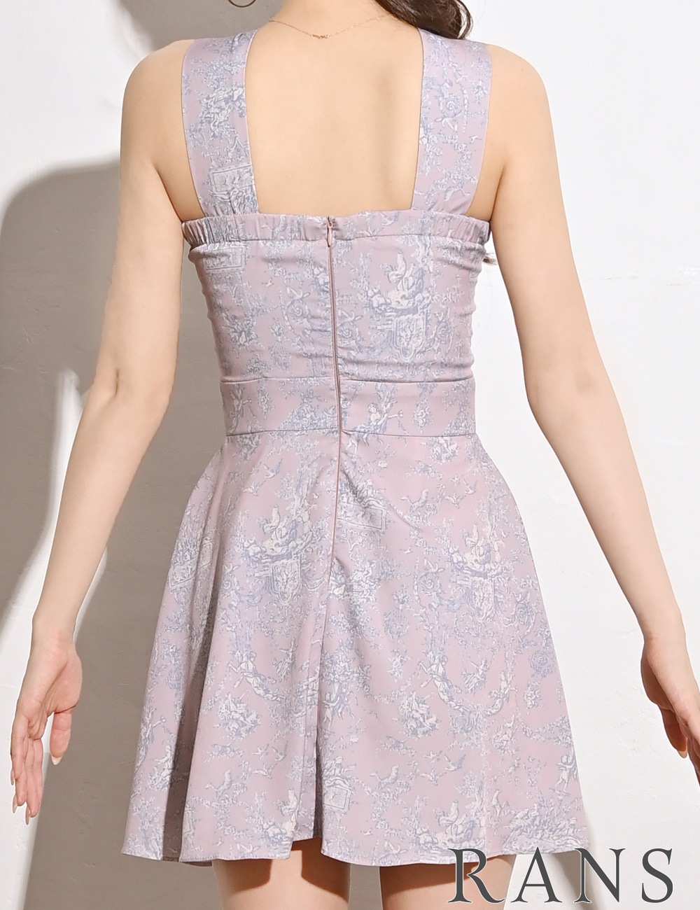 [即納][instock]【RAN SERENE】ミニ/ドレス/ワンピース/フレア/ピンク/ホルターネック/リボン/柄