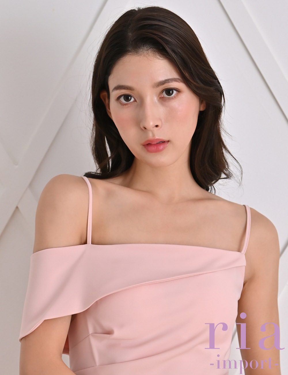 【ria】丈長/ドレス/ワンピース/タイト/ワンショル/前スリット