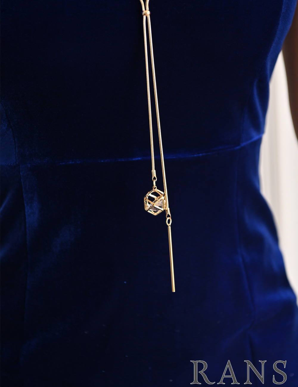 Mのみ即納][instock]【RANS】丈長/ドレス/ワンピース/ブルー/ベロア