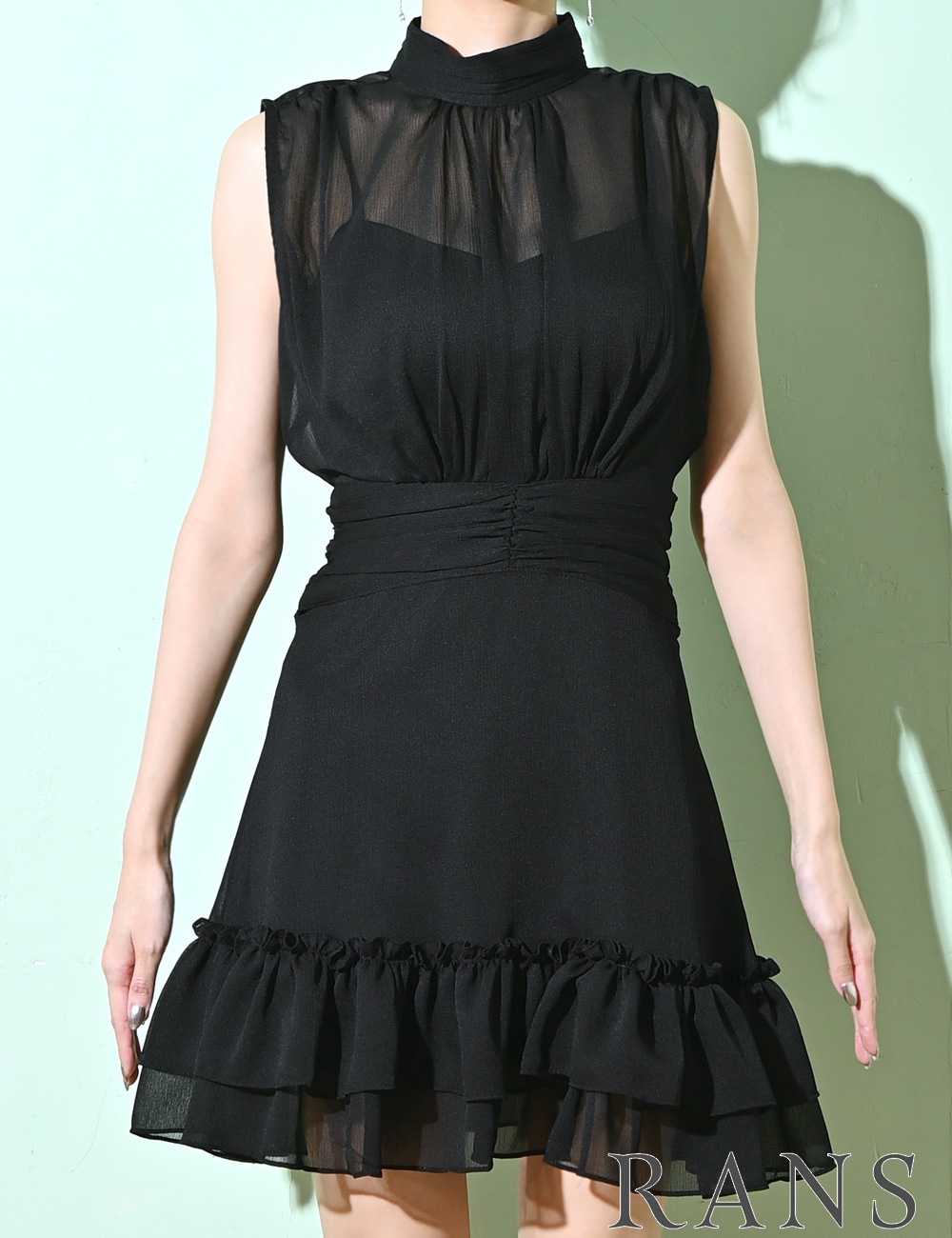 即納][instock]【RANS】ミニ/ドレス/ワンピース/ブラック