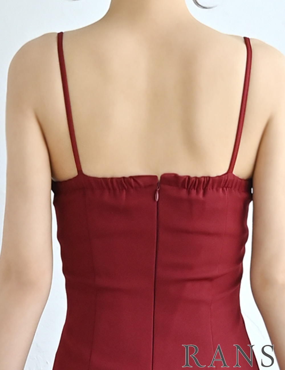 [Sのみ即納][instock]【RANS】丈長/ドレス/ワンピース/レッド/タイト/リボン