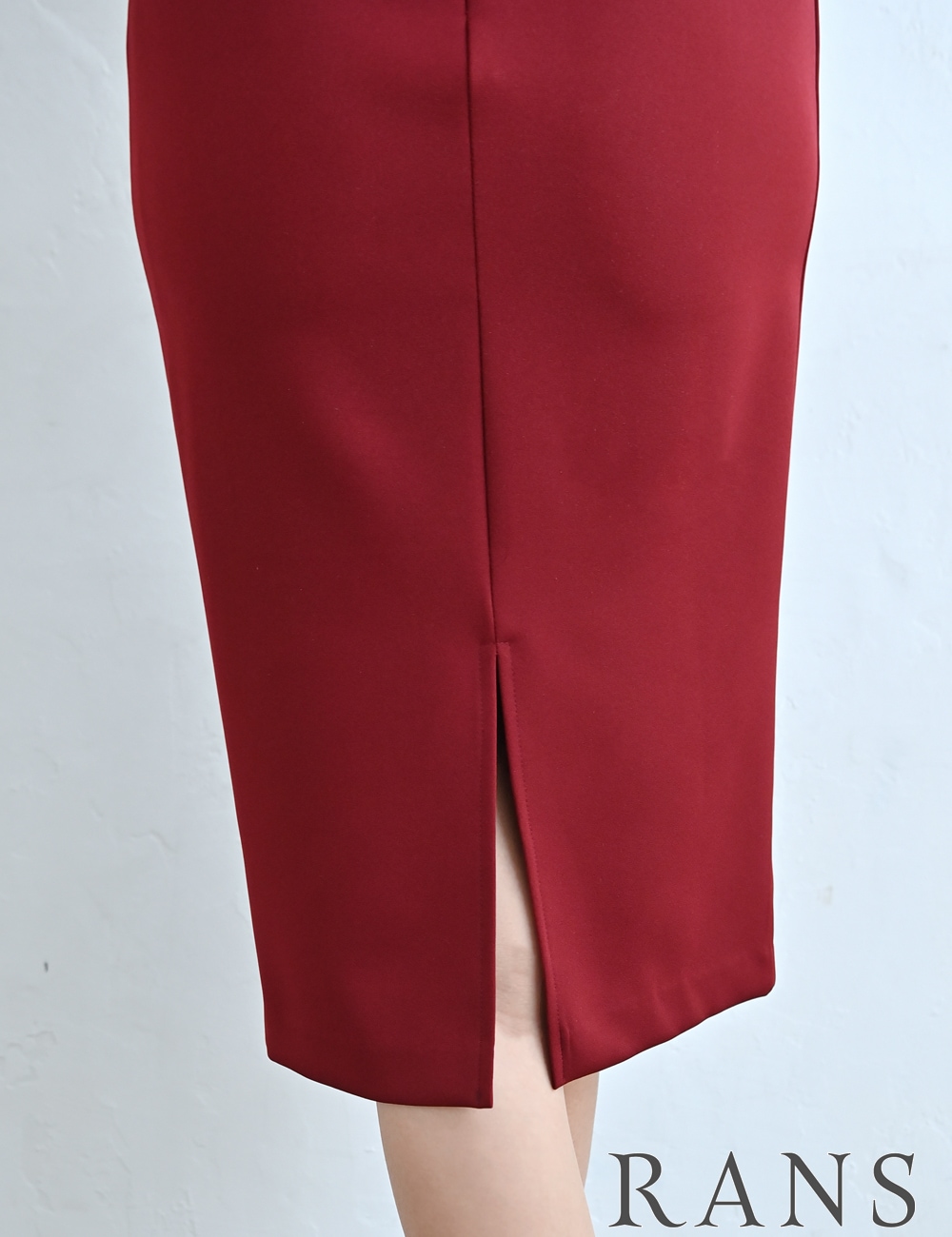 [Sのみ即納][instock]【RANS】丈長/ドレス/ワンピース/レッド/タイト/リボン