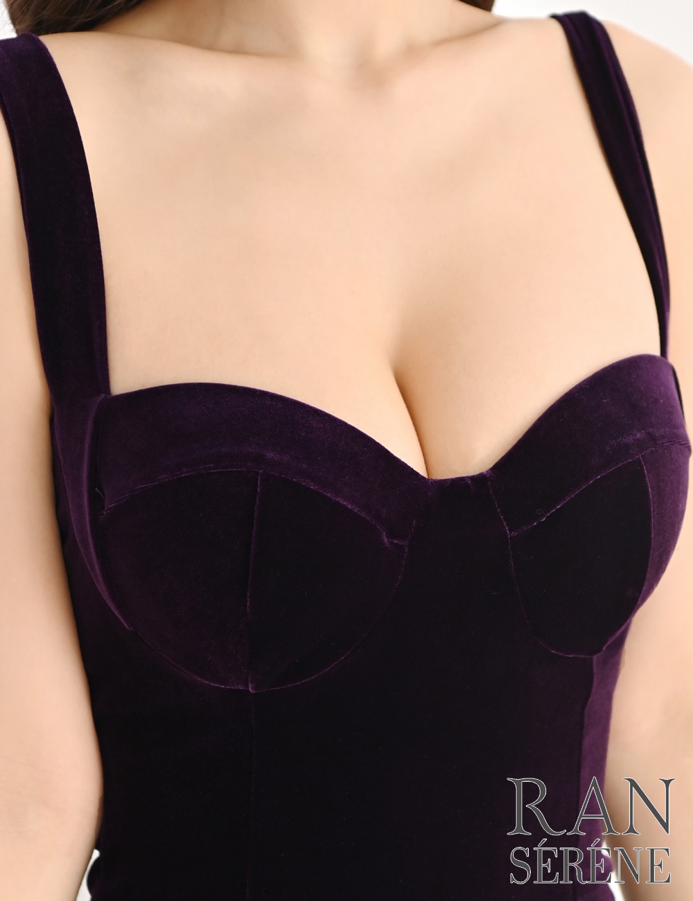 [Sのみ即納][instock]【RAN SERENE】丈長/ドレス/ワンピース/パープル/タイト/ベロア