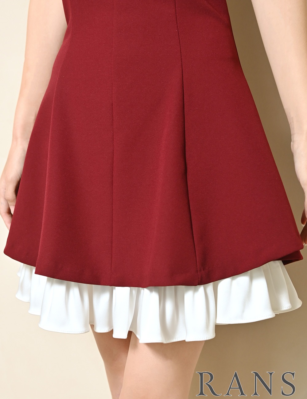 [即納][instock]【RANS】ミニ/ドレス/ワンピース/レッド/オフショル/フレア