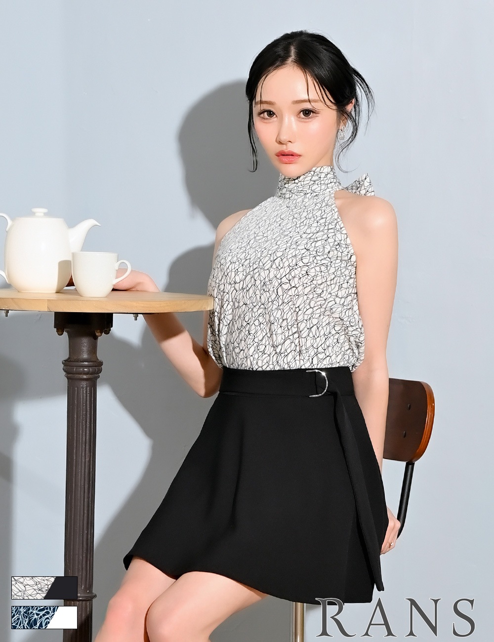 定価¥25,080【RANS】ミニドレス セットアップ ブラック ボタン韓国 S RANS】ミニ/ドレス/セットアップ/ブラック/ツイード/タイト