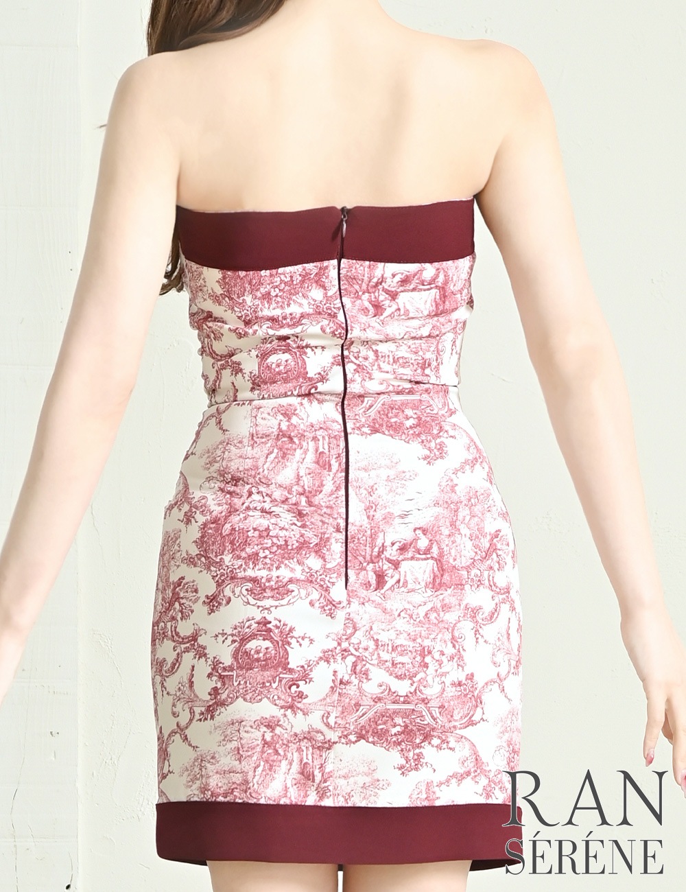 [即納][instock]【RAN SERENE】ミニ/ドレス/ワンピース/レッド/ベア/タイト/柄/トワルドジュイ