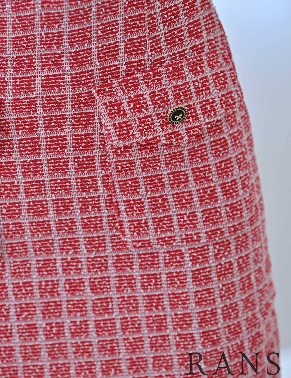 【RANS】ミニ/ドレス/ワンピース/レッド/タイト/キャミドレス/ツイード/フロントファスナー