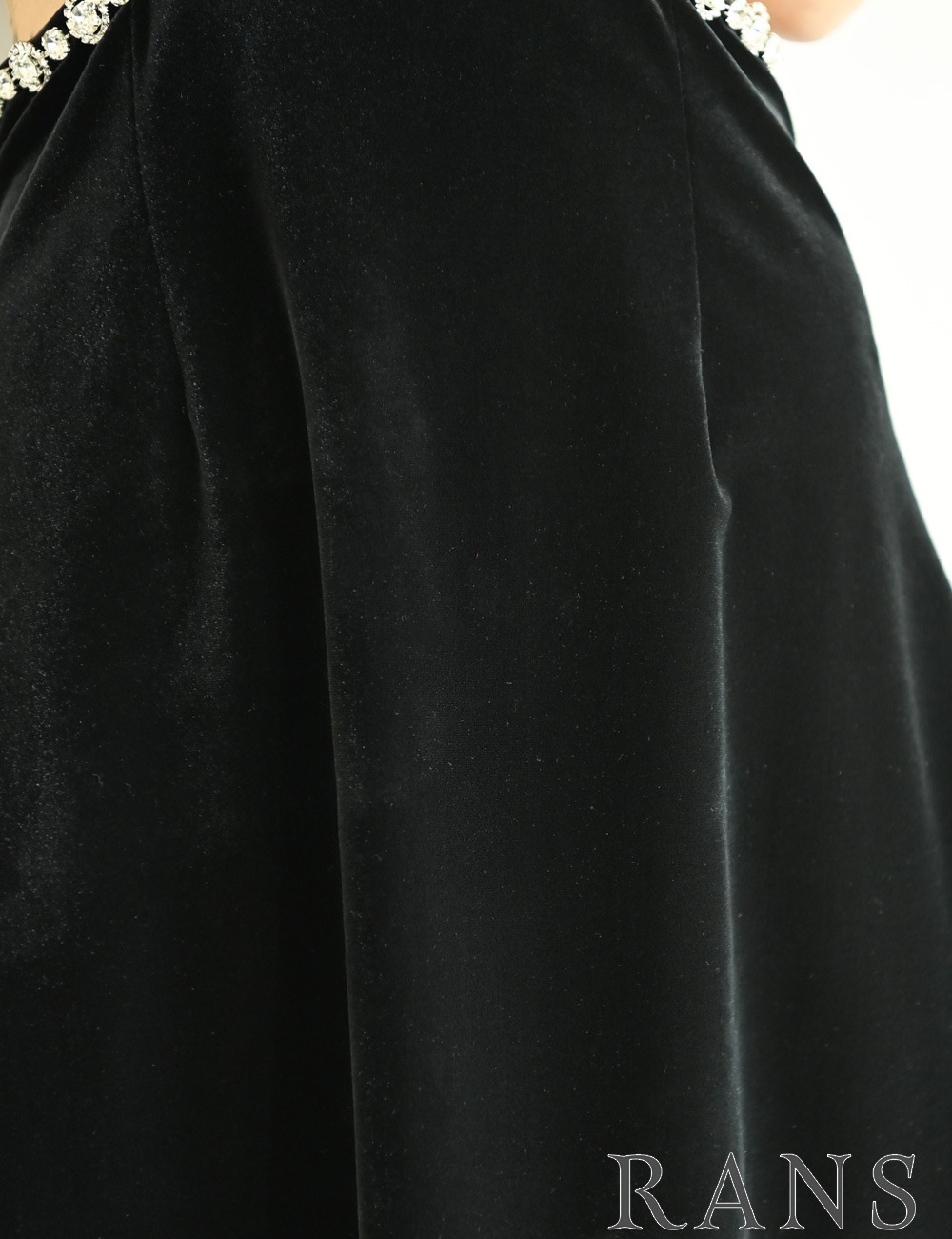 [即納][instock]【RANS】ミニ/ドレス/ワンピース/ブラック/フレア/ベロア/カットアウト/ビジュー