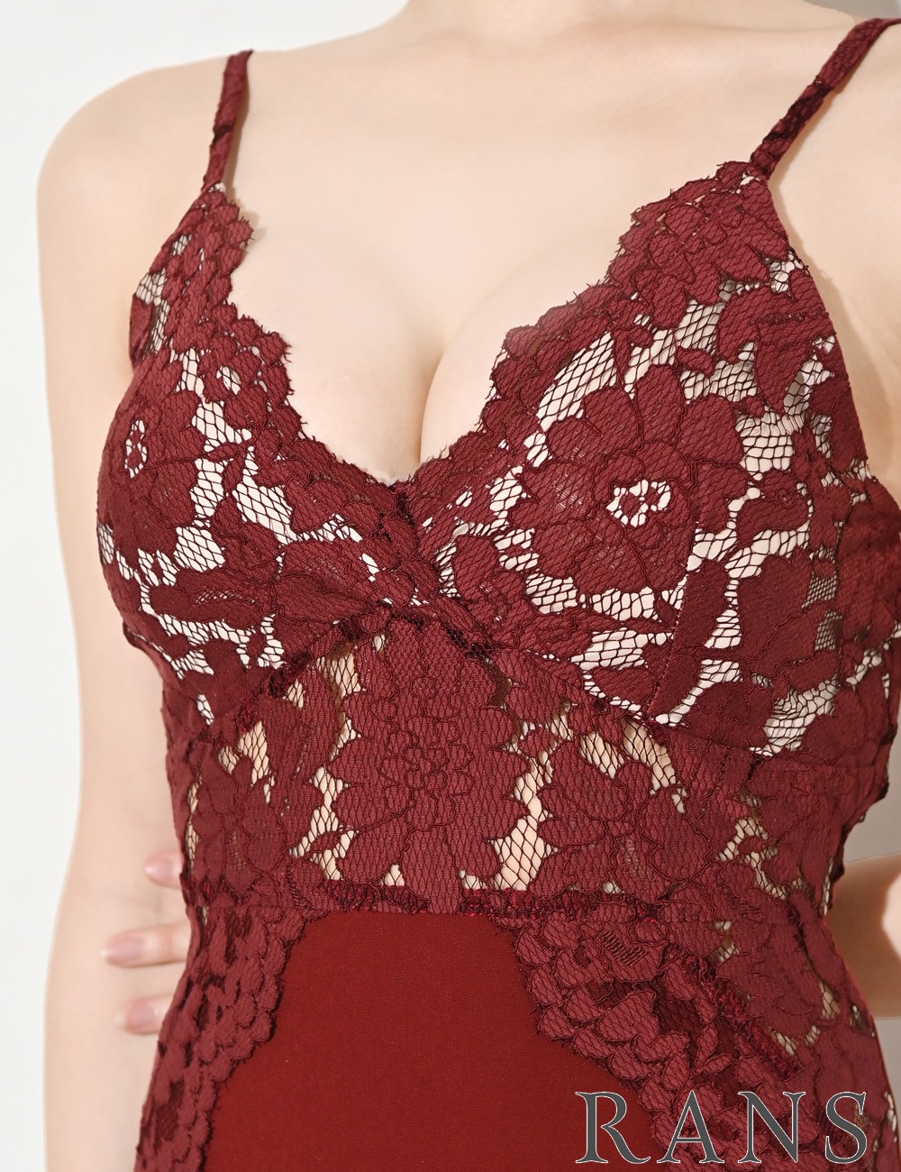 [Sのみ即納][instock]【RANS】ロング/ドレス/ワンピース/レッド/キャミ/マーメイド/レース