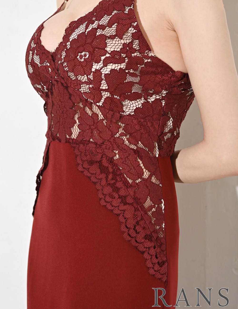 [Sのみ即納][instock]【RANS】ロング/ドレス/ワンピース/レッド/キャミ/マーメイド/レース