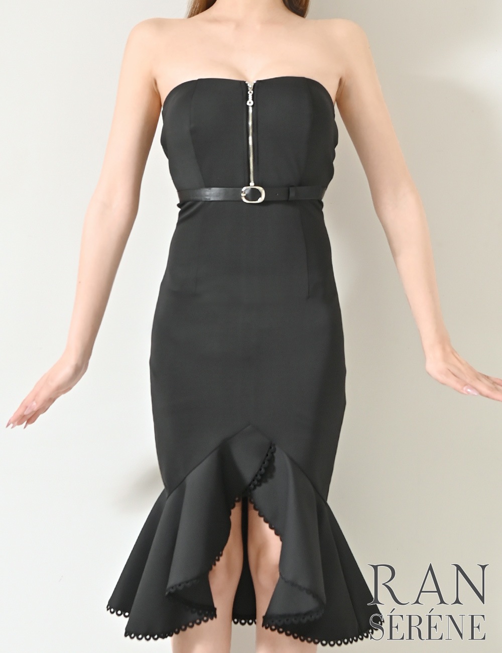 [予約商品]【RAN SERENE】丈長/ドレス/ワンピース/ブラック/ベア/マーメイド/ベルト