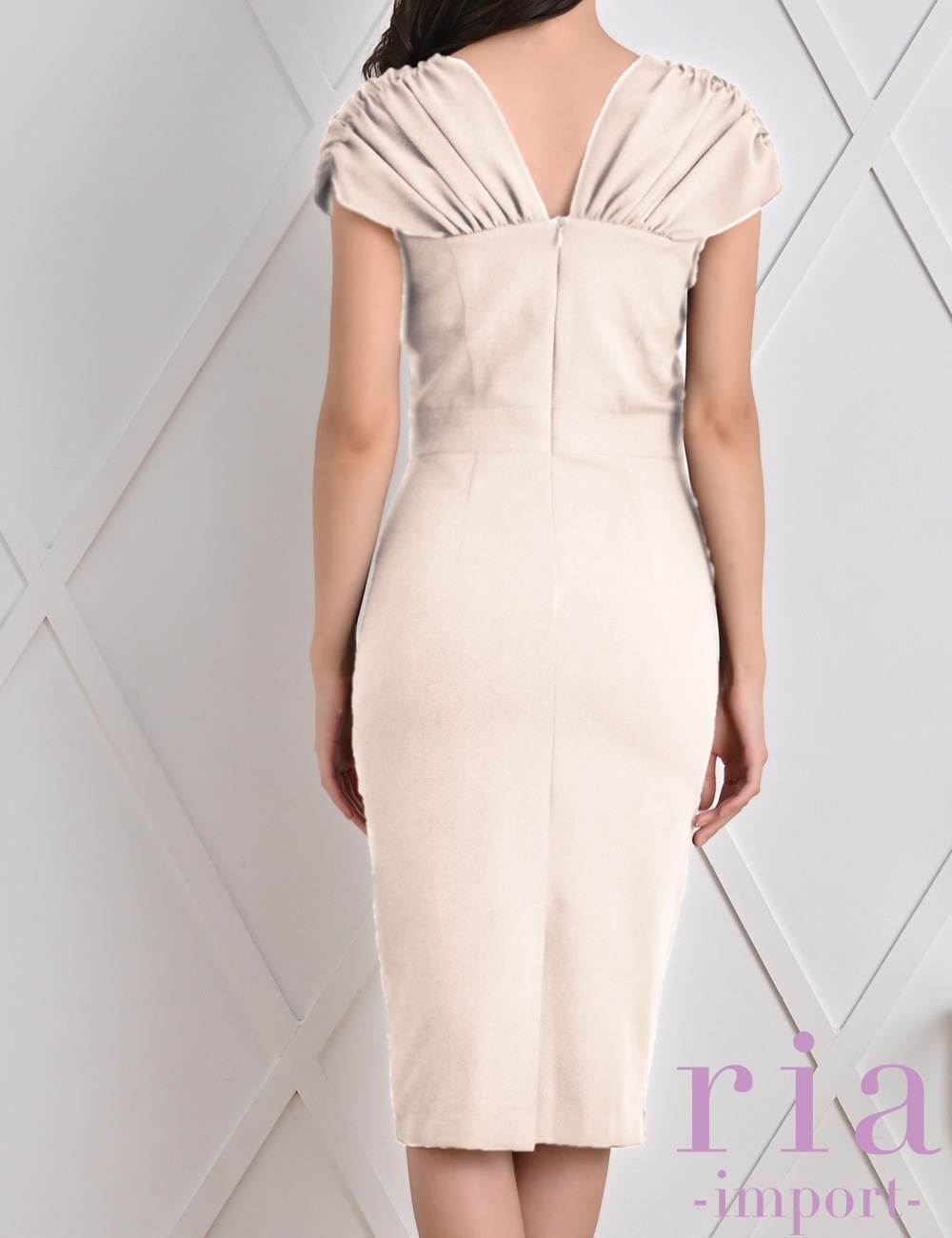 【ria】丈長/ドレス/ワンピース/ベージュ/タイト