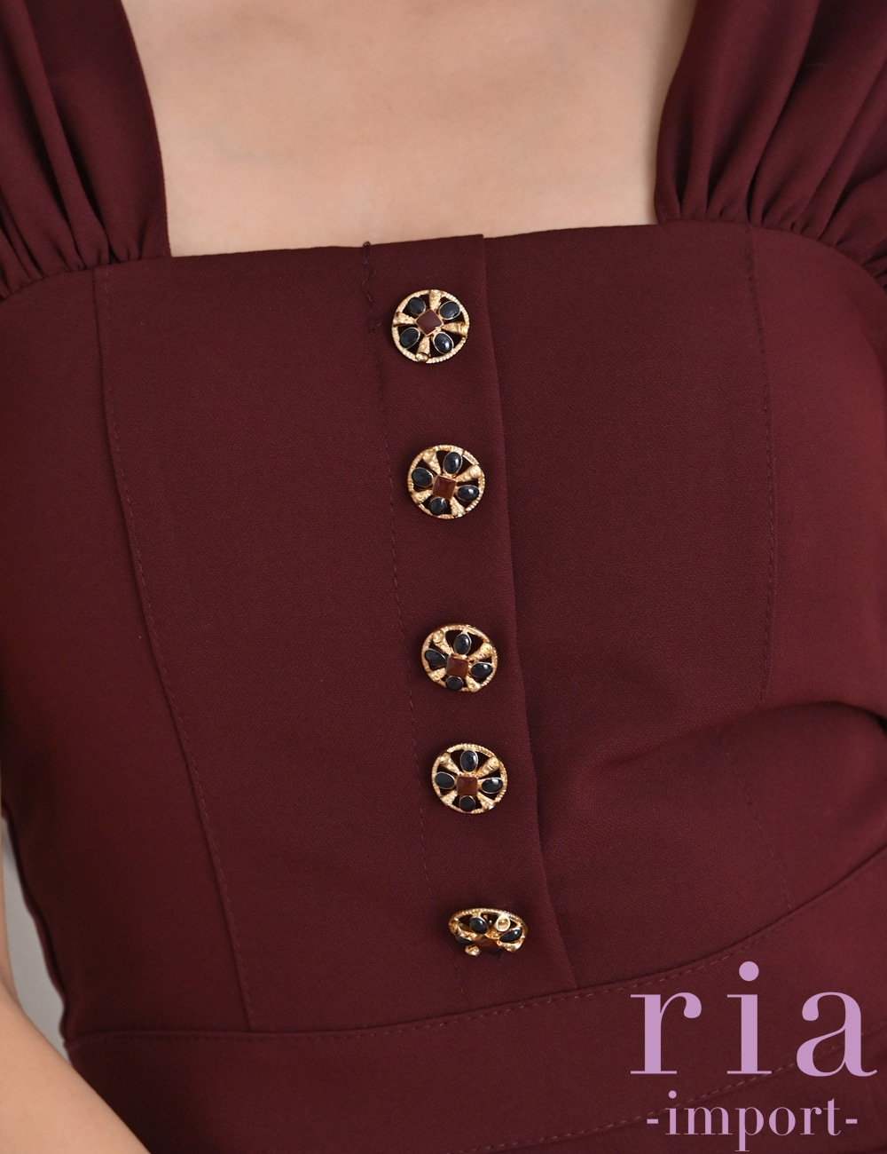 【ria】丈長/ドレス/ワンピース/レッド/ブラウン/タイト