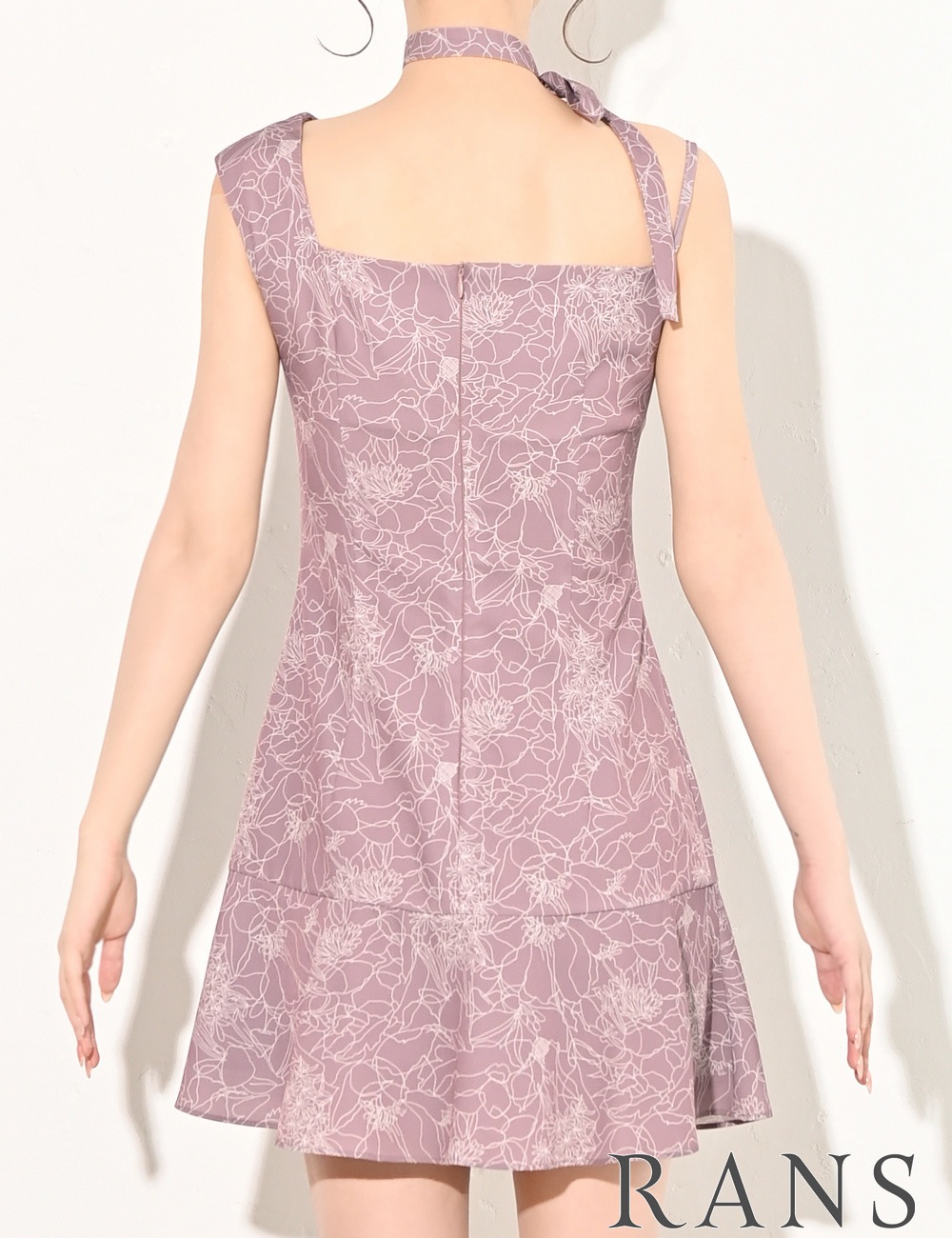 [即納][instock]【RANS】ミニ/ドレス/ワンピース/フレア/ピンク/キャミ/ドレープ/リボン