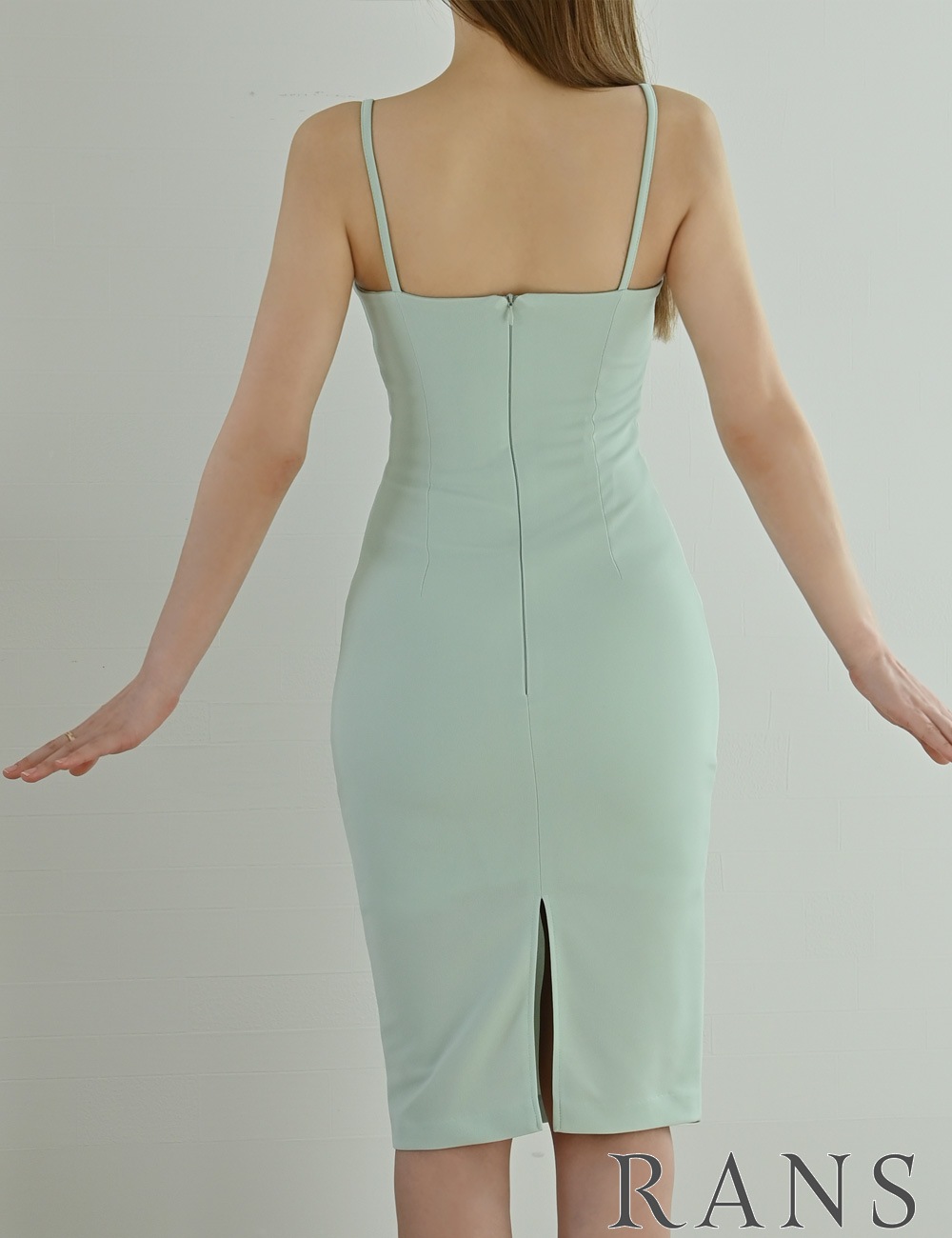 [Mのみ即納][instock]【RANS】丈長/ドレス/ワンピース/タイト/ミント/キャミソール