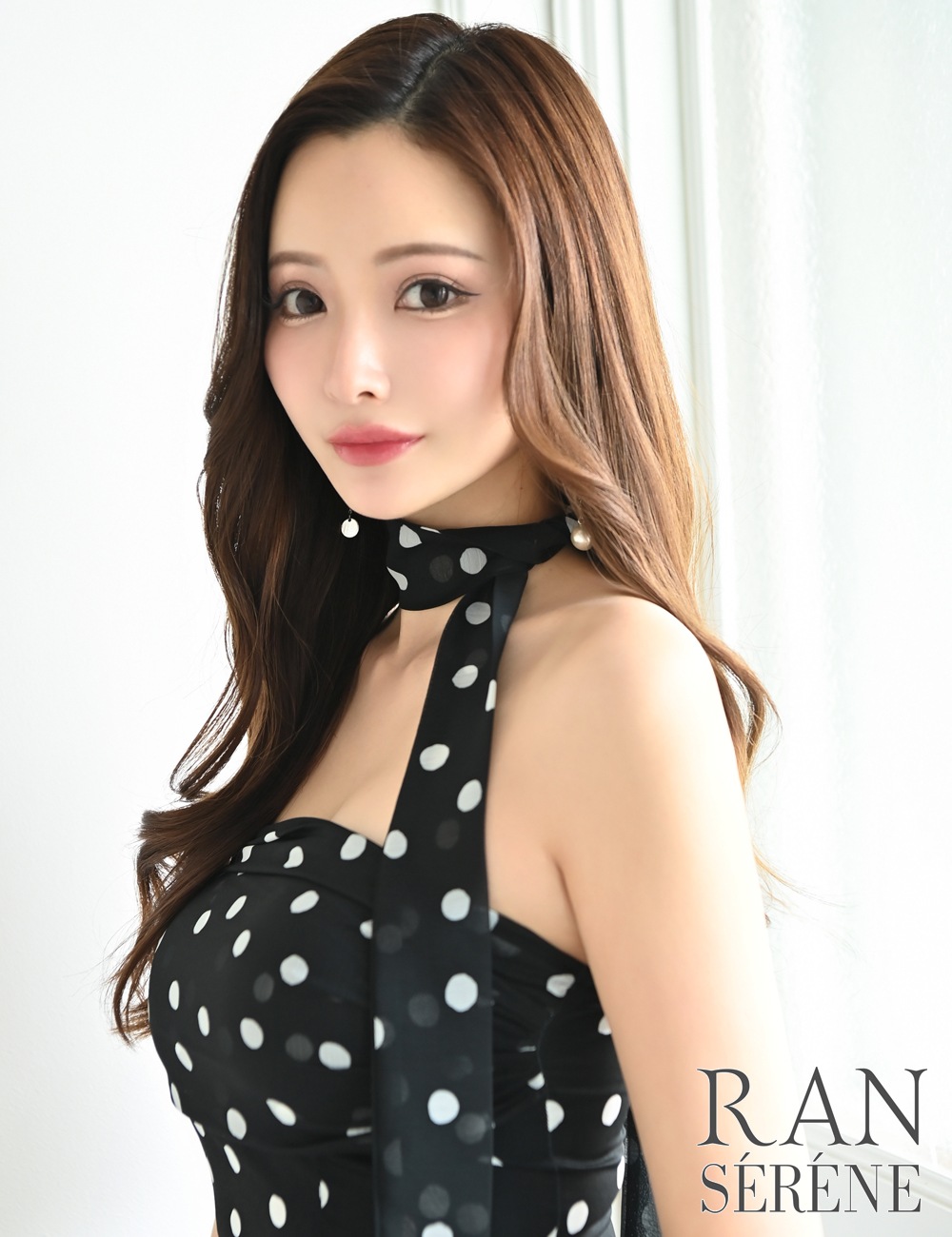 [即納][instock]【RAN SERENE】ミニ/ドレス/セットアップ/ブラック/ベア/フレア/ドレープ/柄/ドット