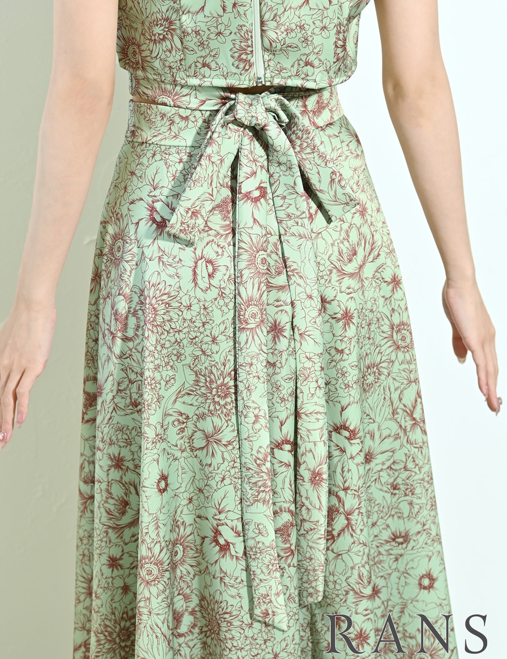 [Mのみ即納][instock]【RANS】ロング/ドレス/セットアップ/フレア/ミント/アメスリ