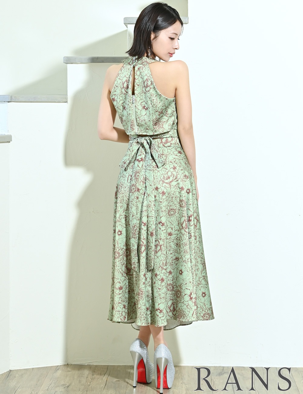 [Mのみ即納][instock]【RANS】ロング/ドレス/セットアップ/フレア/ミント/アメスリ