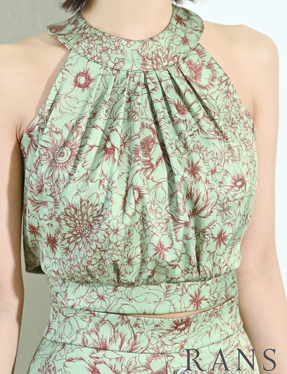 [Mのみ即納][instock]【RANS】ロング/ドレス/セットアップ/フレア/ミント/アメスリ