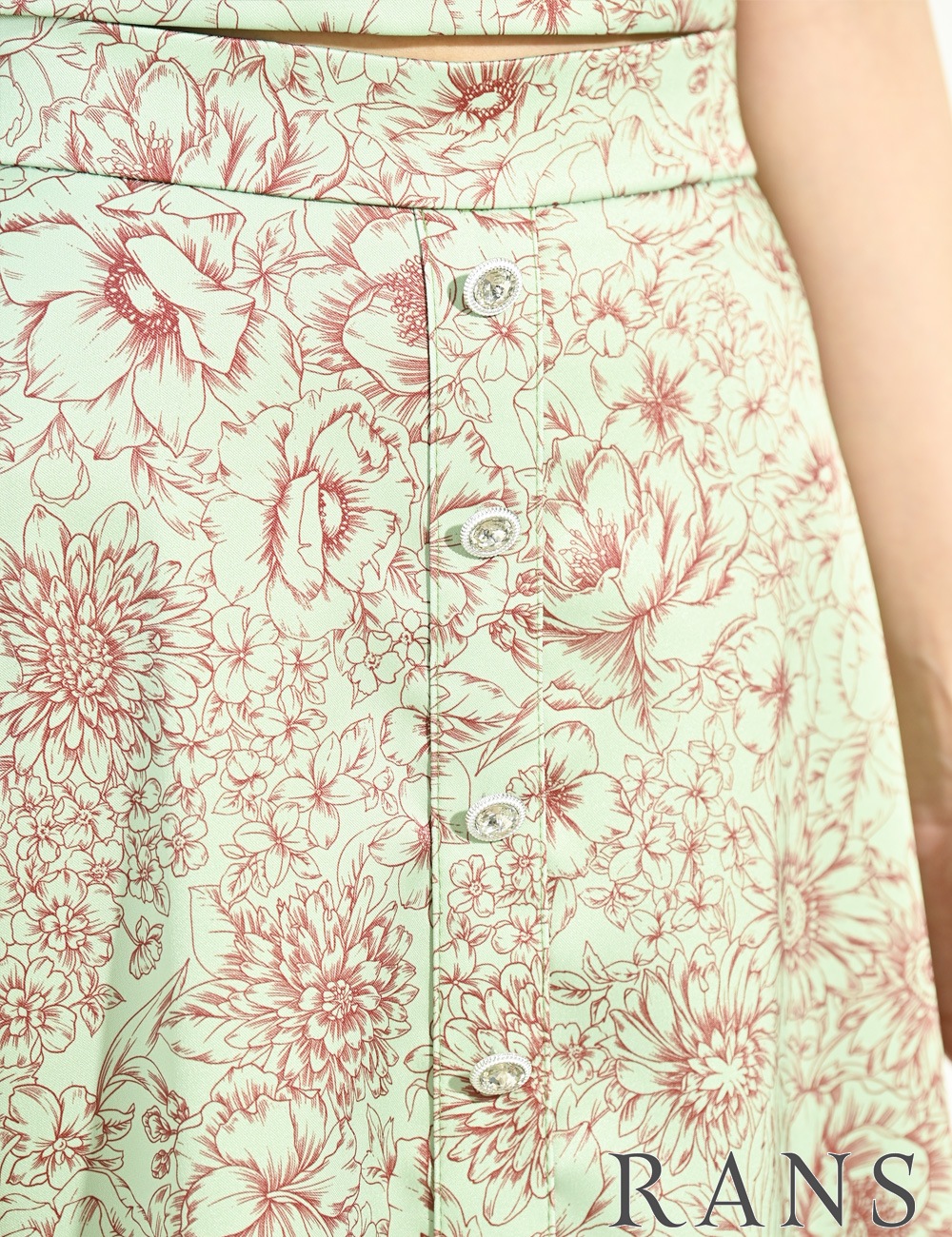 [Mのみ即納][instock]【RANS】ロング/ドレス/セットアップ/フレア/ミント/アメスリ