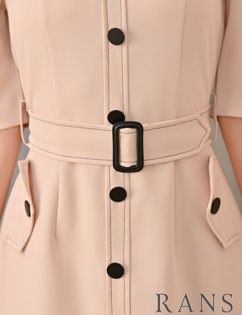 [Sのみ即納][instock]【RAN SERENE】ミニ/ドレス/ワンピース/ピンク/キャミ/ベルト/オフショル/フレア/袖あり