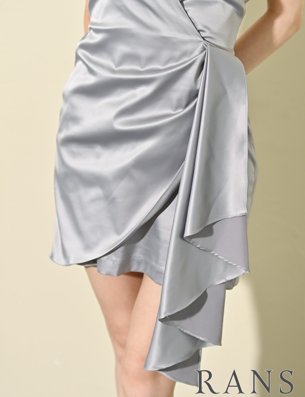 [即納][instock]【RANS】ミニ/ドレス/ワンピース/グレー/ホルターネック/タイト/サテン