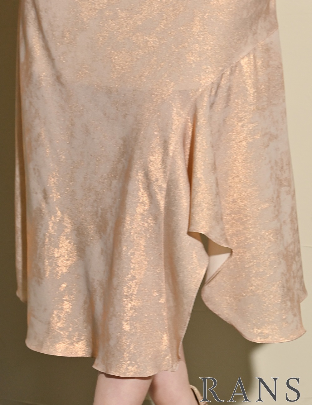 [即納][instock]【RANS】丈長/ロング/ドレス/ワンピース/ゴールド/キャミ/アシンメトリー/ドレープ