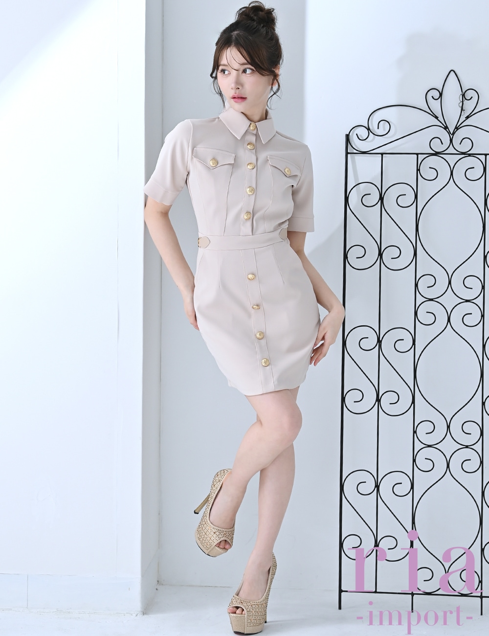 ANDMARY Bebe mini dressベージュミニドレス ワンピース新品 andmary べべミニドレス
