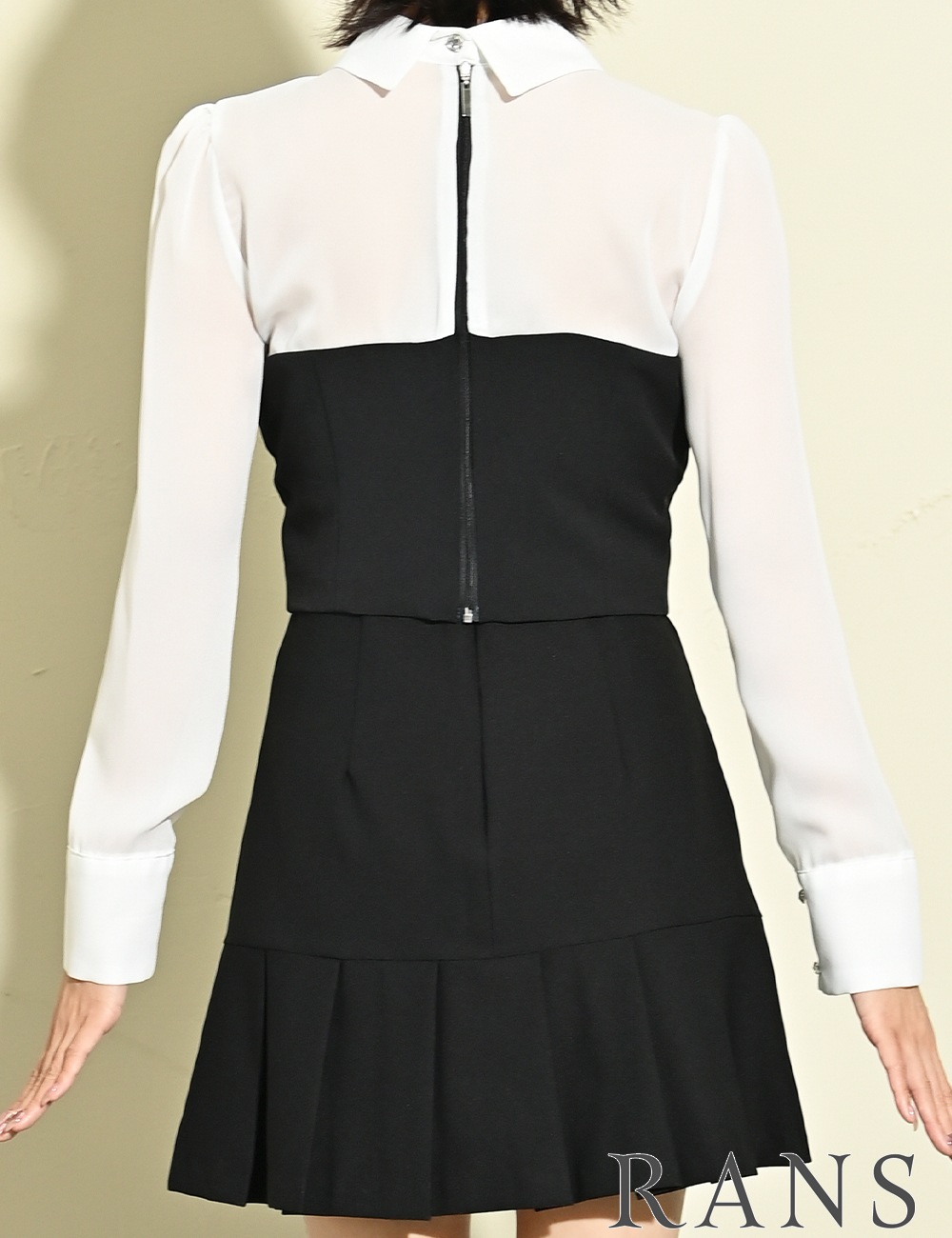 【RAN SERENE】ミニ/ドレス/長袖/セットアップ/プリーツ/ブラック/シャツ