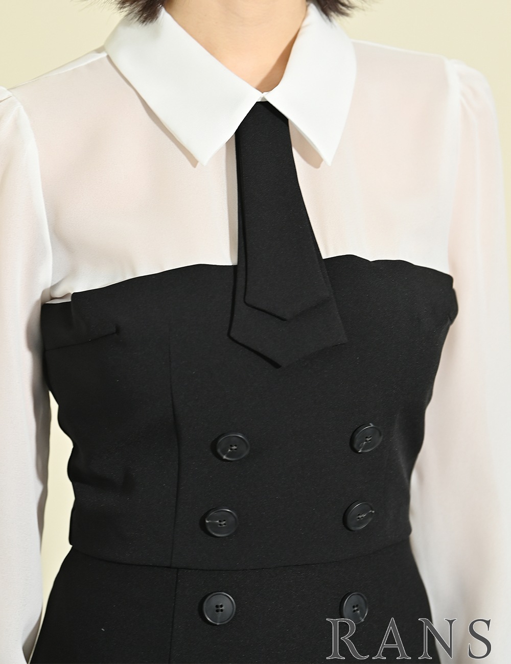 【RAN SERENE】ミニ/ドレス/長袖/セットアップ/プリーツ/ブラック/シャツ