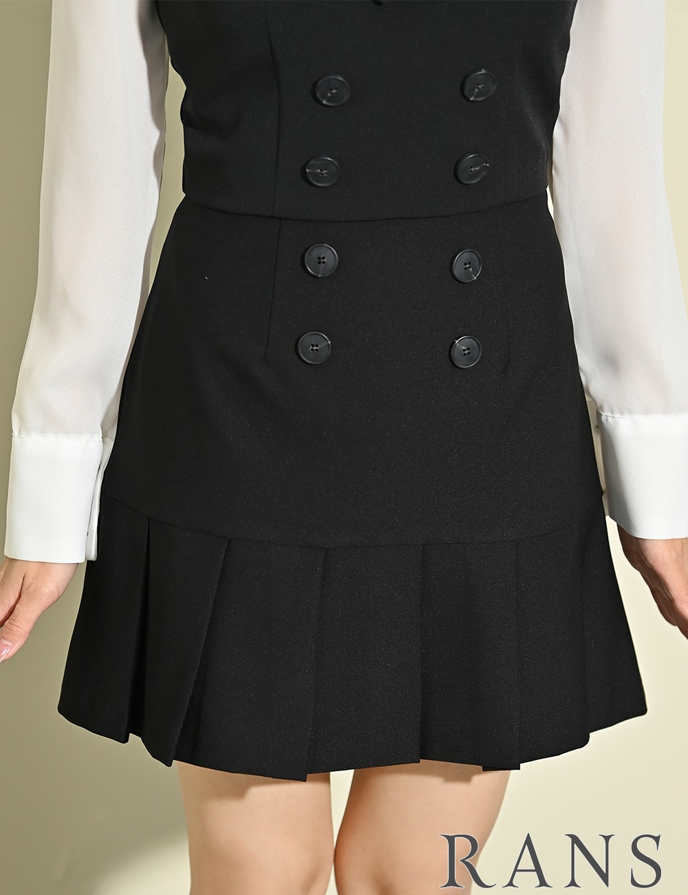 【RAN SERENE】ミニ/ドレス/長袖/セットアップ/プリーツ/ブラック/シャツ