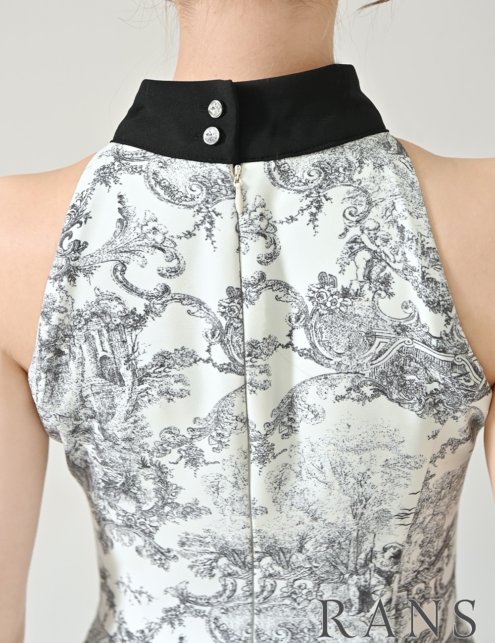 [即納][instock]【RANS】丈長/ミニ/ドレス/ワンピース/ブラック/アメスリ/フレア/アシンメトリー/柄/トワルドジュイ