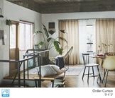 ラフな雰囲気のウール調ヘリンボーンドレープカーテン「ライフ」ベージュ|厚地カーテン|オーダーカーテン